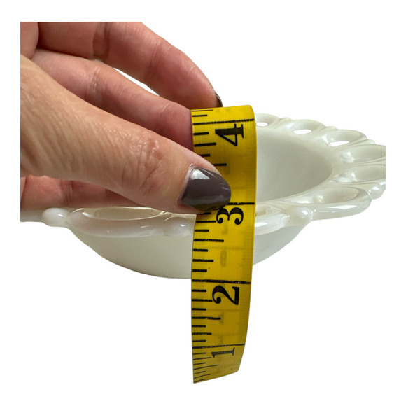 2 PC Anchor Hocking White Milk Glass Lace Edge Serving Plate & Bowl - Picture 8 of 11